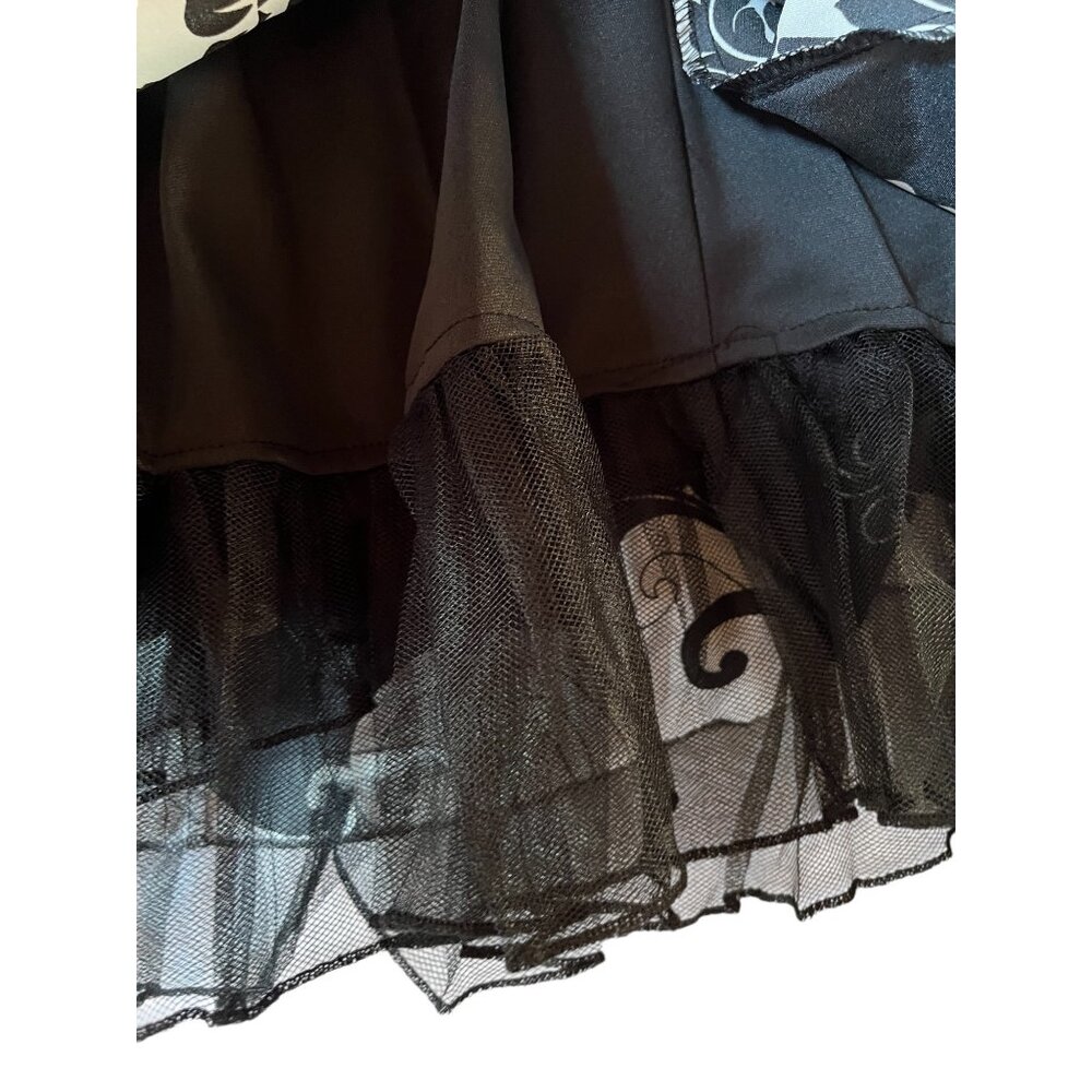 Ruby Rox Womens Halter Dress Size M Satin Floral Black & White Lined with ruffle - Picture 13 of 15